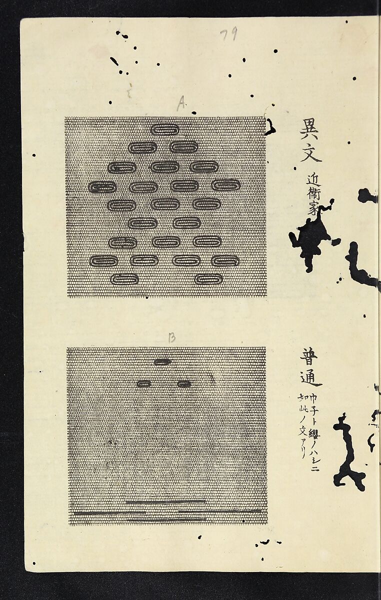 Patterns of Brocades Worn at Court (Shōzoku shokumon zue) 装束織文図会, Matsuoka Shiben, Ink and color on paper, Japan