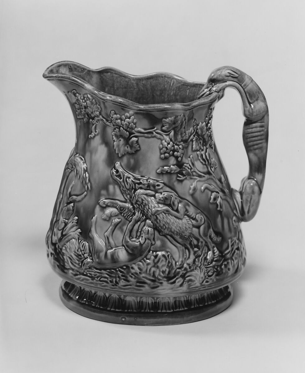 Pitcher, E. &amp; W. Bennett Pottery (American, Baltimore, Maryland 1847–1857), Earthenware, American