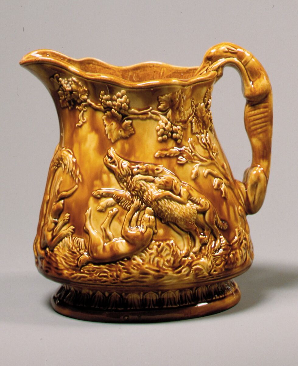 Pitcher, E. &amp; W. Bennett Pottery (American, Baltimore, Maryland 1847–1857), Earthenware, American 