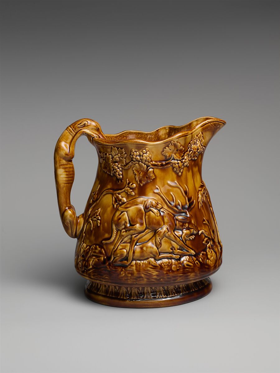 Pitcher, E. &amp; W. Bennett Pottery (American, Baltimore, Maryland 1847–1857), Earthenware, American