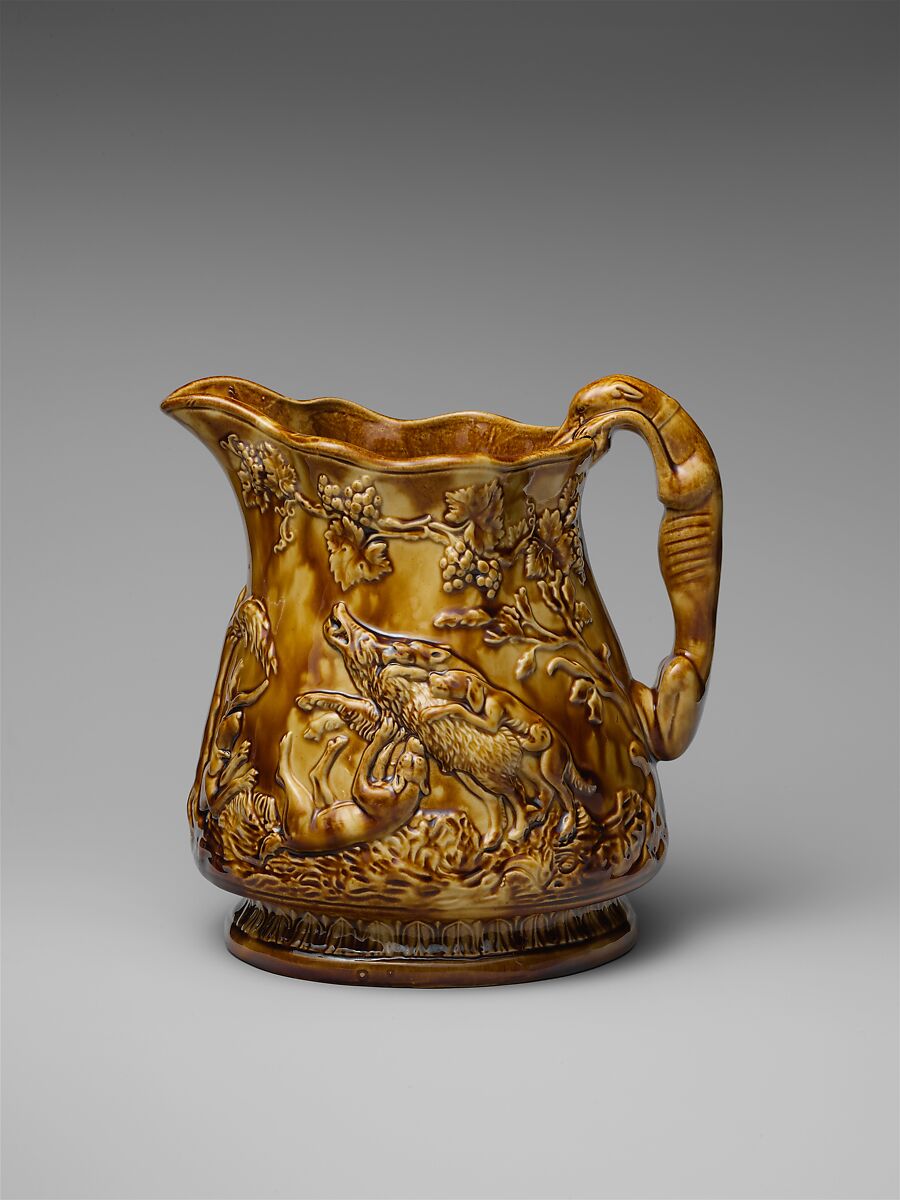 Pitcher, E. &amp; W. Bennett Pottery (American, Baltimore, Maryland 1847–1857), Earthenware, American
