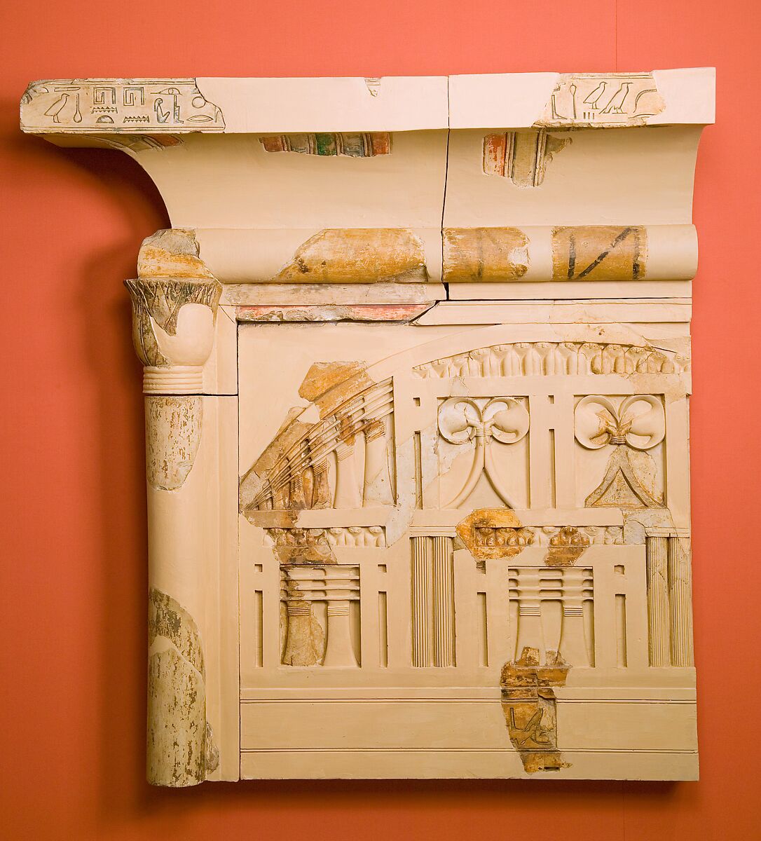 Relief fragment from a Shrine of Queen Henhenet - see 07.230.1d, Limestone, paint