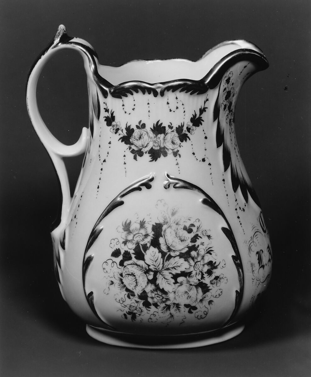Pitcher, Manufactured by William Bloor's East Liverpool Porcelain Works, Porcelain, American
