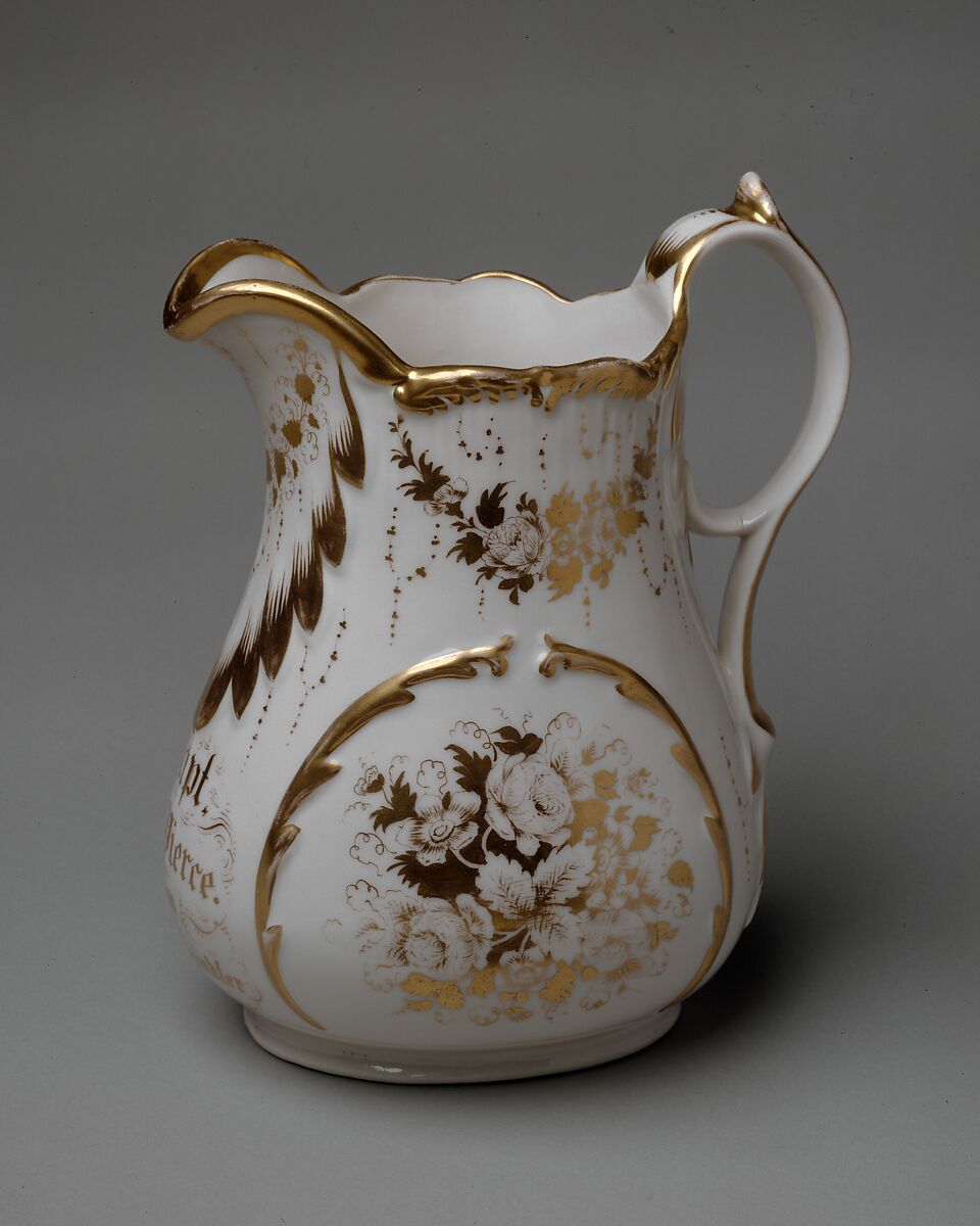 Pitcher, Manufactured by William Bloor's East Liverpool Porcelain Works, Porcelain, American