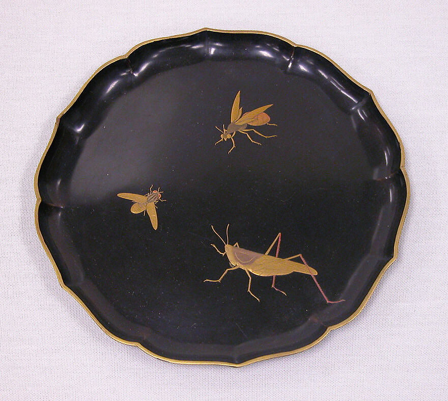 Tray, Lacquer with black ground, hiramakie design in gold and silver, Japan 