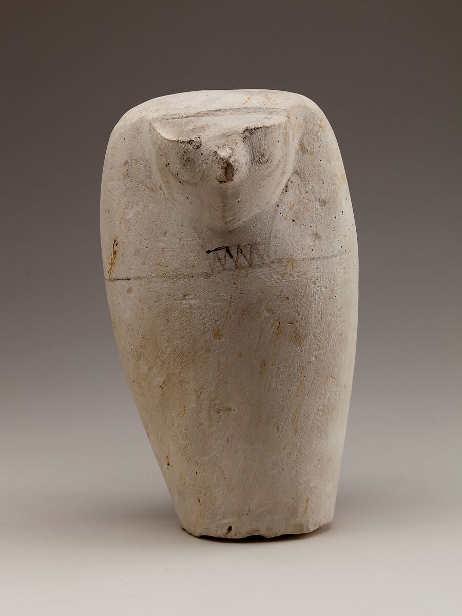 Dummy Canopic Jar with the Head of Qebehsenuef, Limestone, paint 