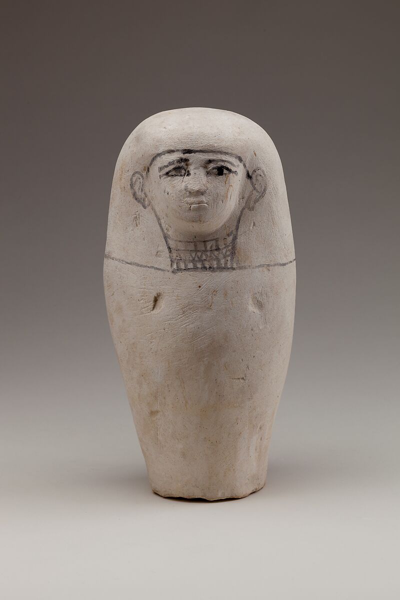 Dummy Canopic Jar with the Head of Imsety, Limestone, paint 