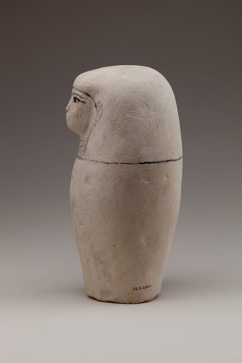 Dummy Canopic Jar with the Head of Imseti, Limestone, paint
