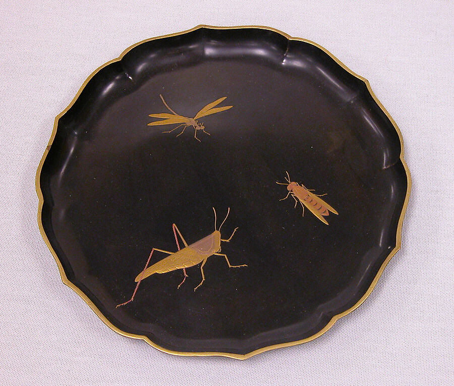 Tray, Lacquer with black ground, hiramakie design in gold and silver, Japan 