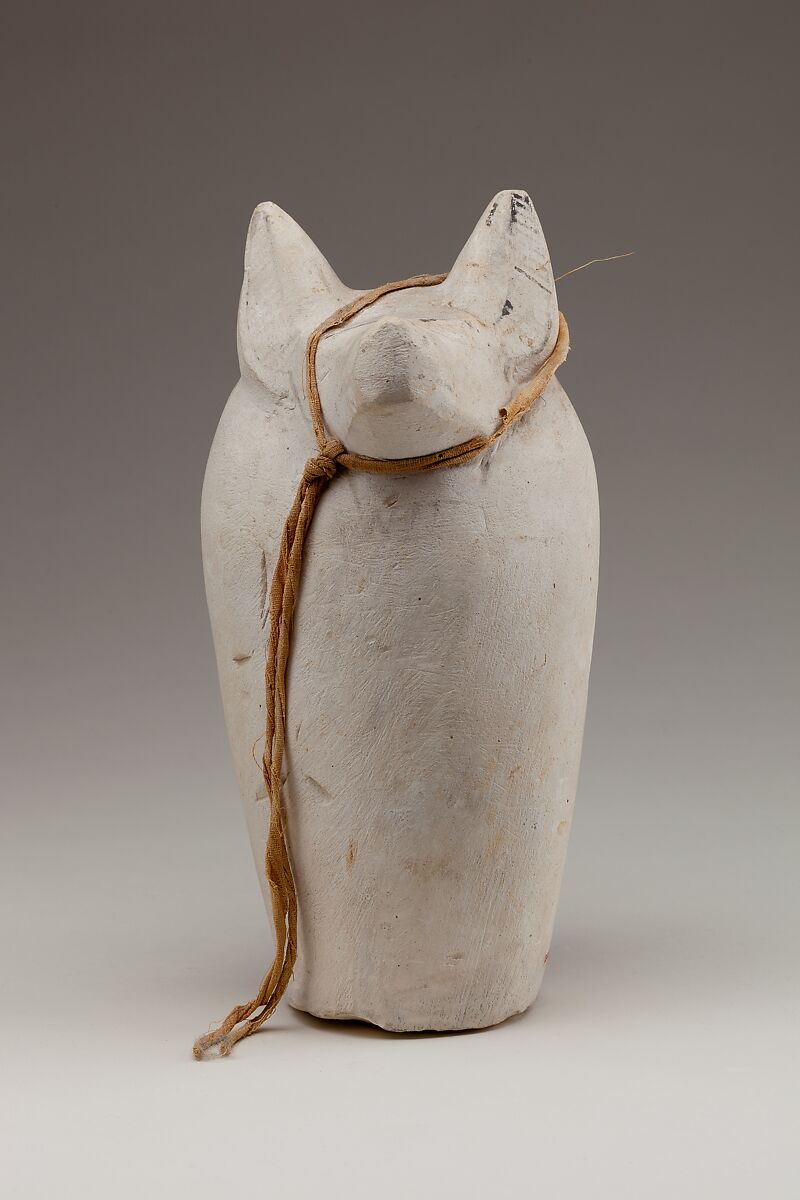 Dummy Canopic Jar with the Head of Duamutef, Limestone, paint, linen 