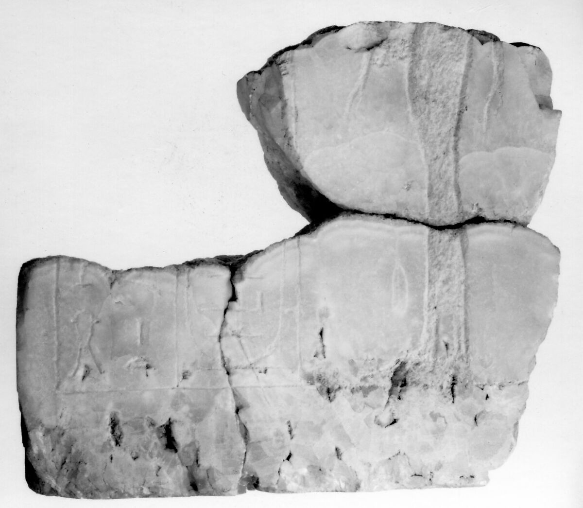 Fragment of a Canopic Chest of Queen Tiya, Travertine (Egyptian alabaster) 