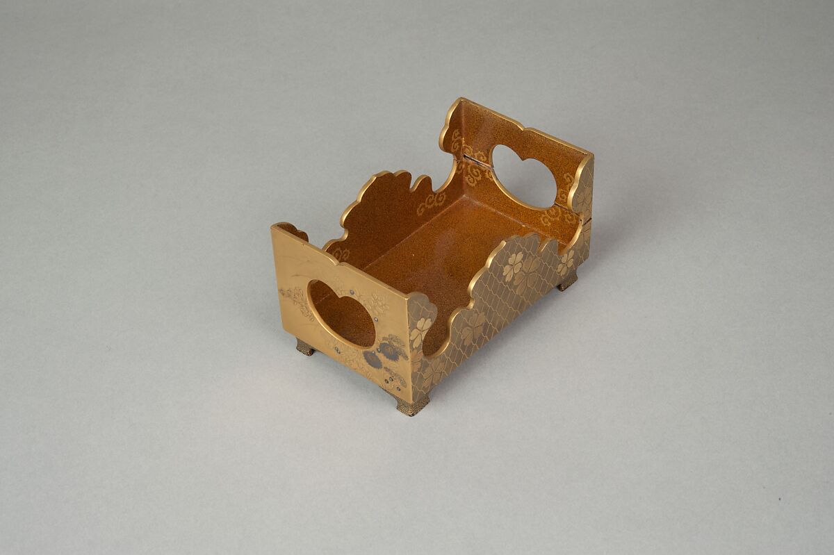 Incense Box Cover with Design of Backgammon Board, Gold and lacquer on wood, Japan