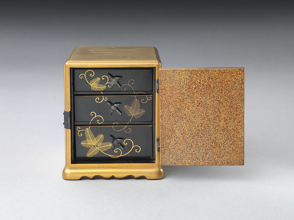 Incense Cabinet with Various Birds, Gold lacquer ground with gold and silver takamaki-e and hiramaki-e, Japan