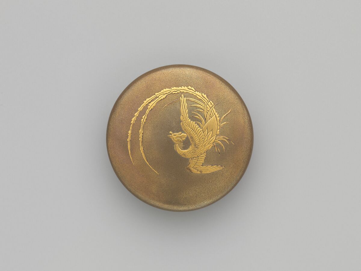 Tea Container (Natsume) with Phoenix, Nashiji ground with gold maki-e, Japan