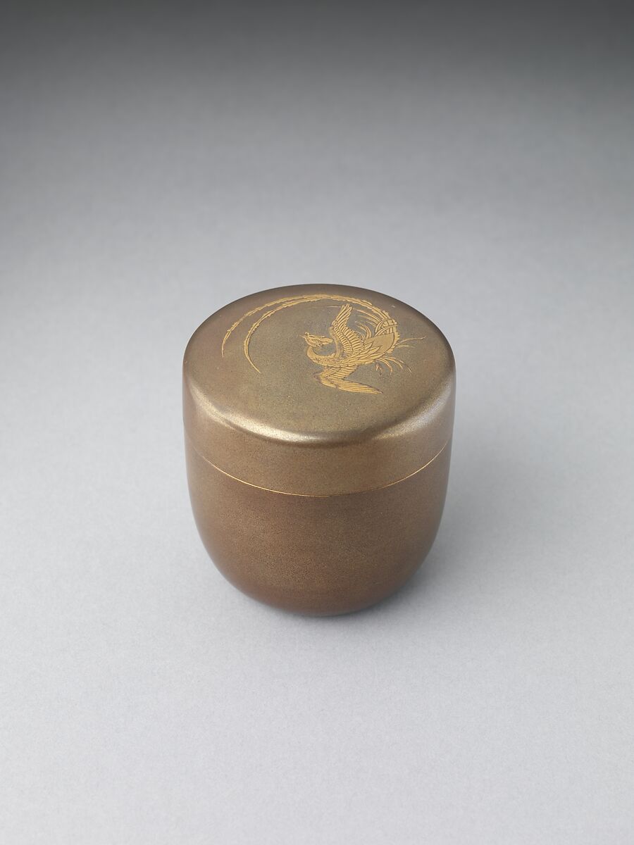 Tea Container (Natsume) with Phoenix, Nashiji ground with gold maki-e, Japan 