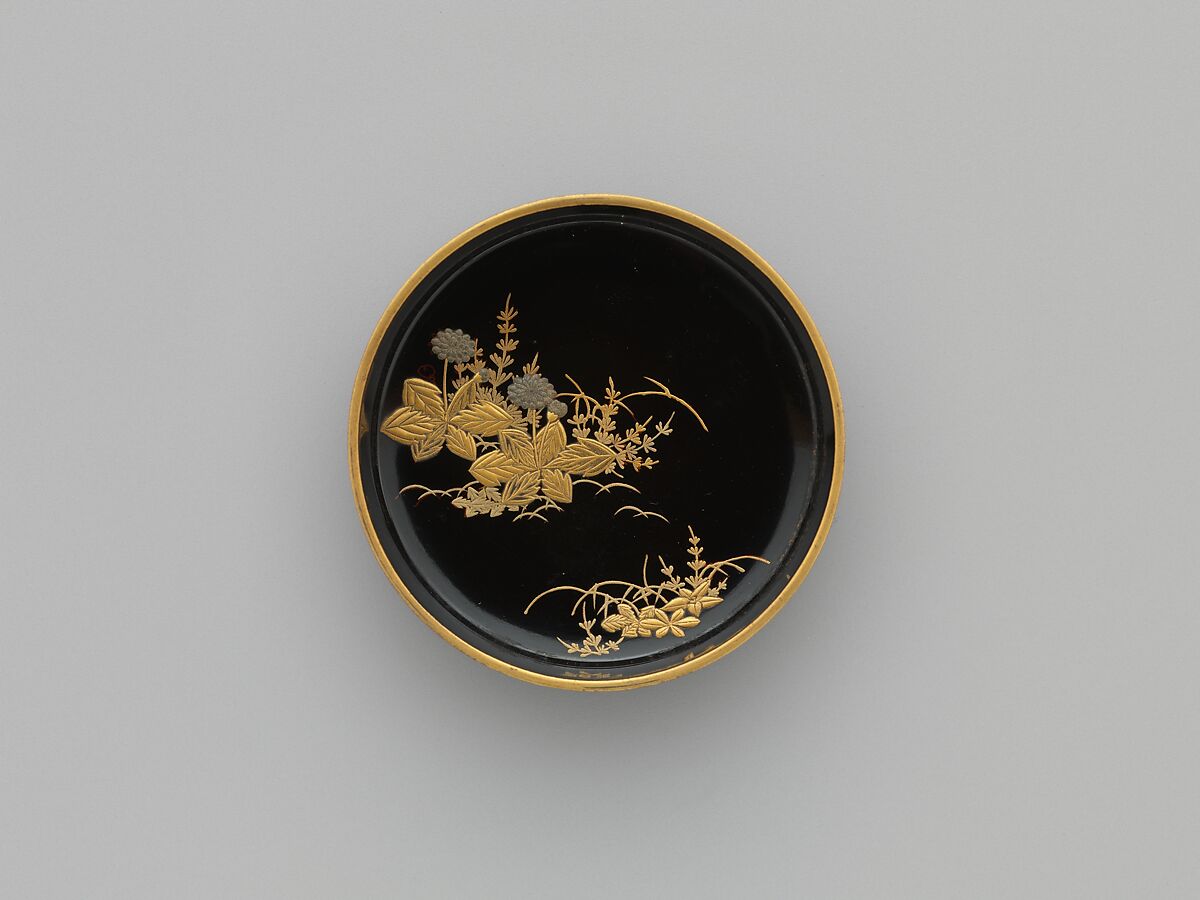 Tea Container (Natsume) with Phoenix, Nashiji ground with gold maki-e, Japan