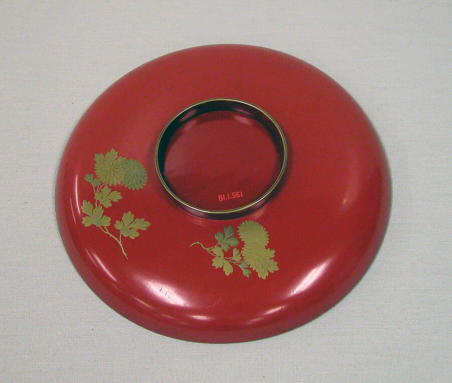Wine Cup, Red lacquer decorated with gold, Japan