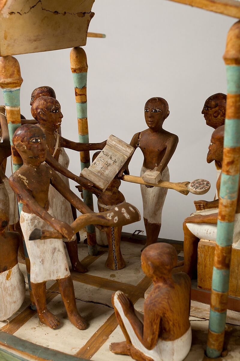 Model Sailboat, Wood, paint, plaster, linen twine, linen fabric