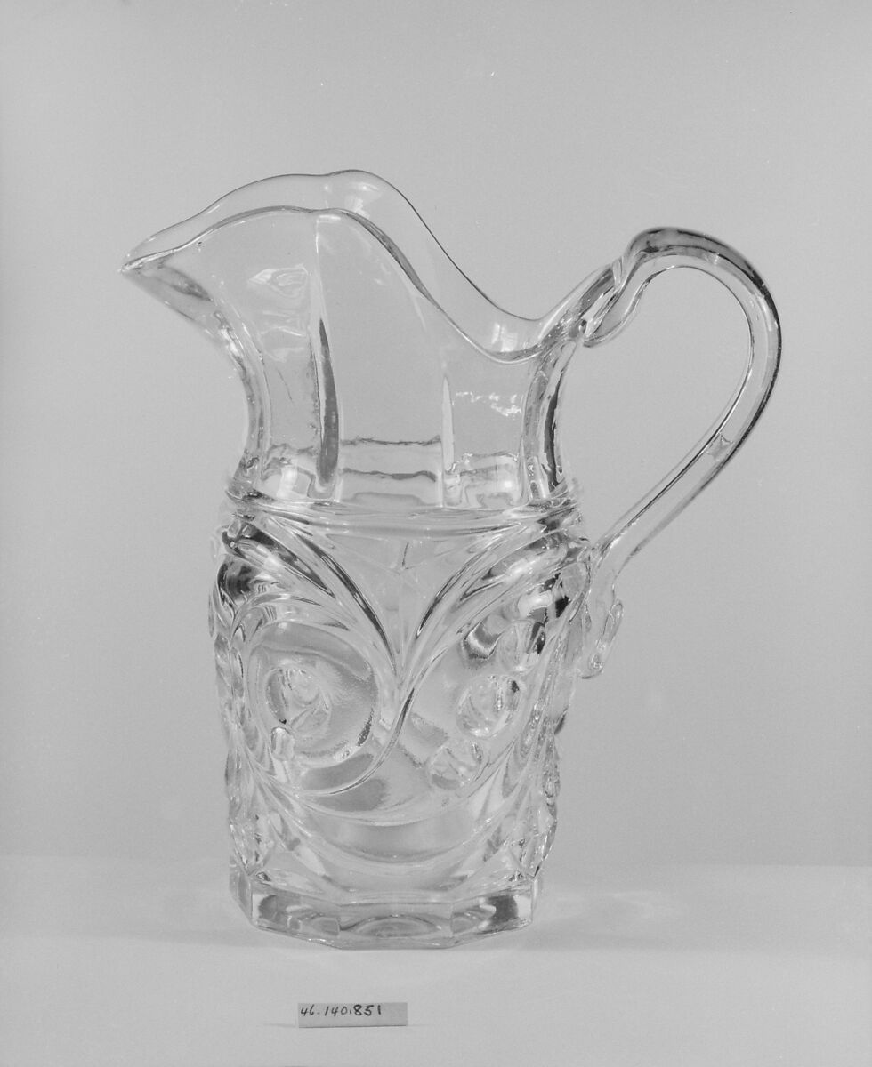 Pitcher, Probably Boston &amp; Sandwich Glass Company (American, 1825–1888, Sandwich, Massachusetts), Pressed glass, American 