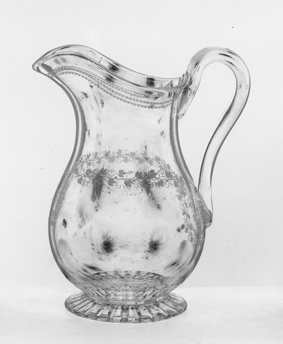 Pitcher, Boston &amp; Sandwich Glass Company (American, 1825–1888, Sandwich, Massachusetts), Blown glass, American 