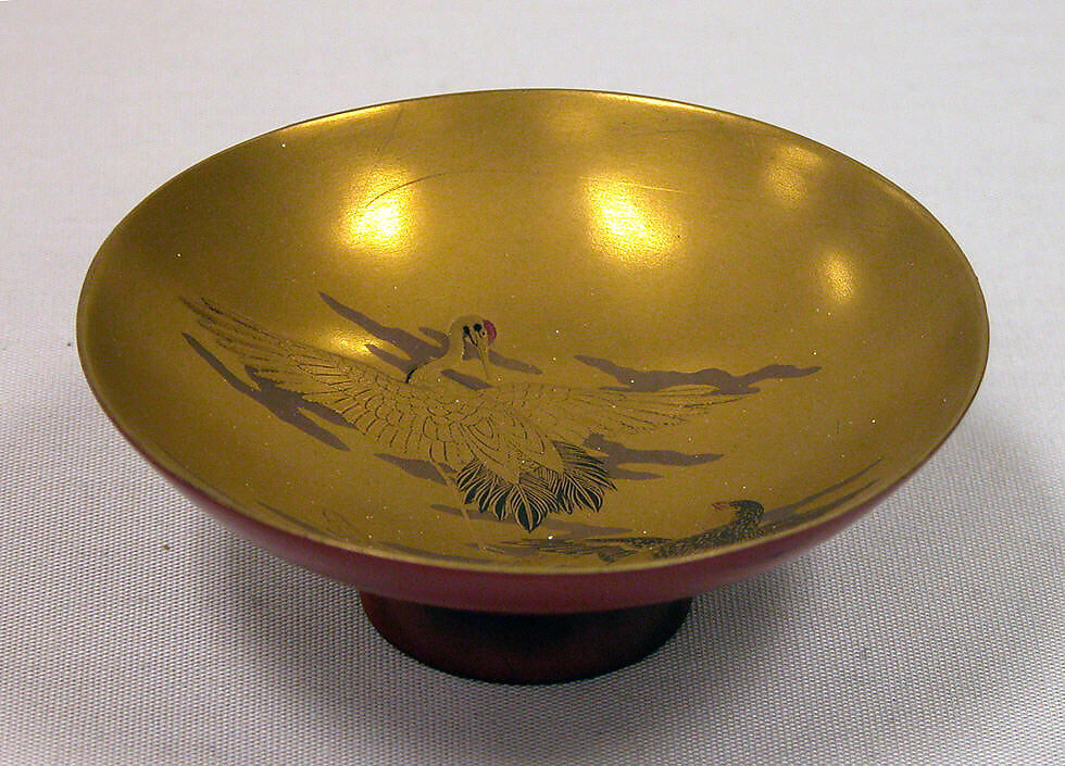 Wine Cup, Red lacquer decorated with gold, Japan 