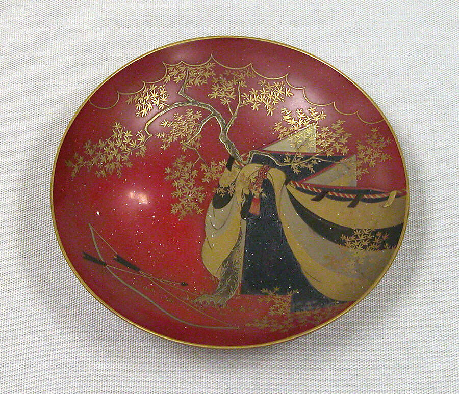 Wine Cup, Red lacquer decorated with gold, Japan 