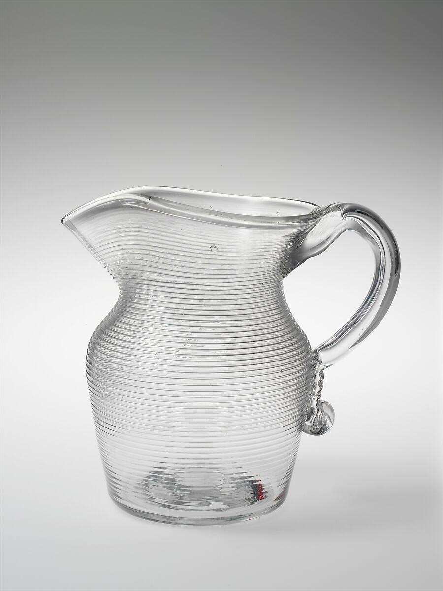 Pitcher, Possibly Boston &amp; Sandwich Glass Company (American, 1825–1888, Sandwich, Massachusetts), Blown glass with applied decoration, American 