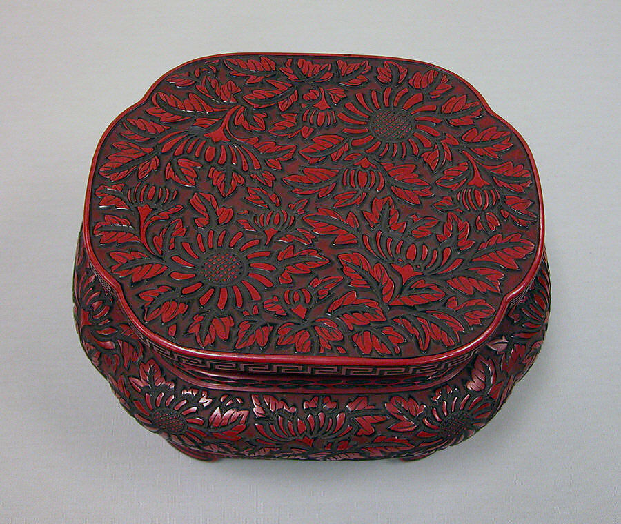 Table Stand with Chrysanthemum Design, Carved red lacquer (tsuishu), Japan