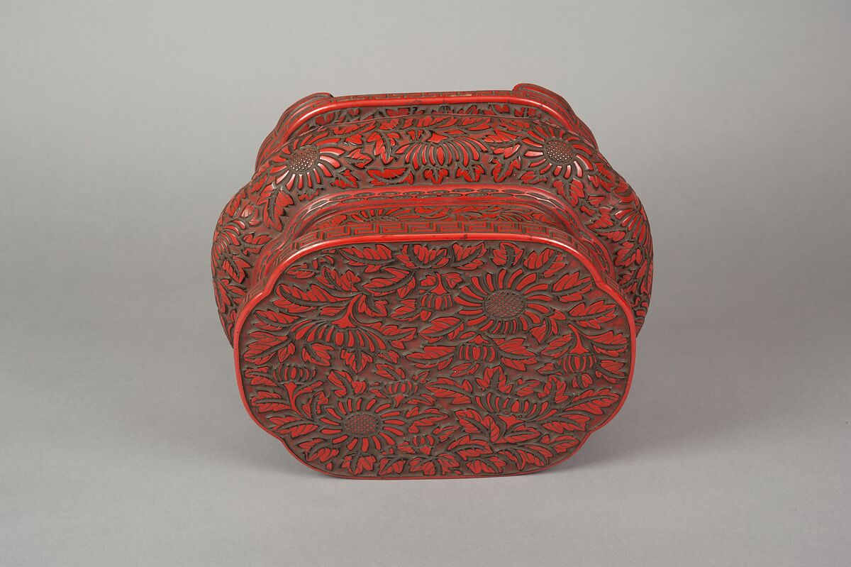 Table Stand with Chrysanthemum Design, Carved red lacquer (tsuishu), Japan