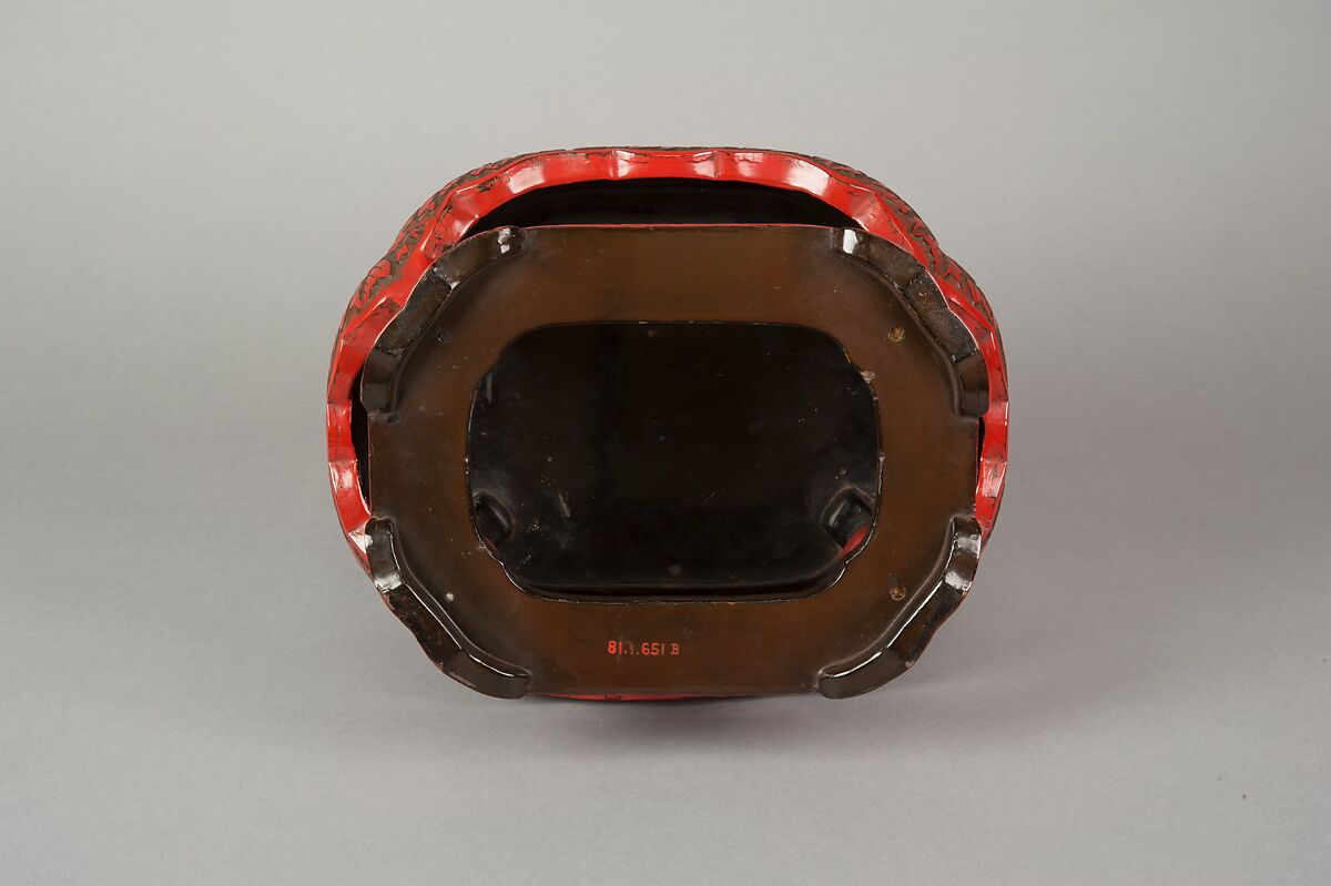 Table Stand with Chrysanthemum Design, Carved red lacquer (tsuishu), Japan