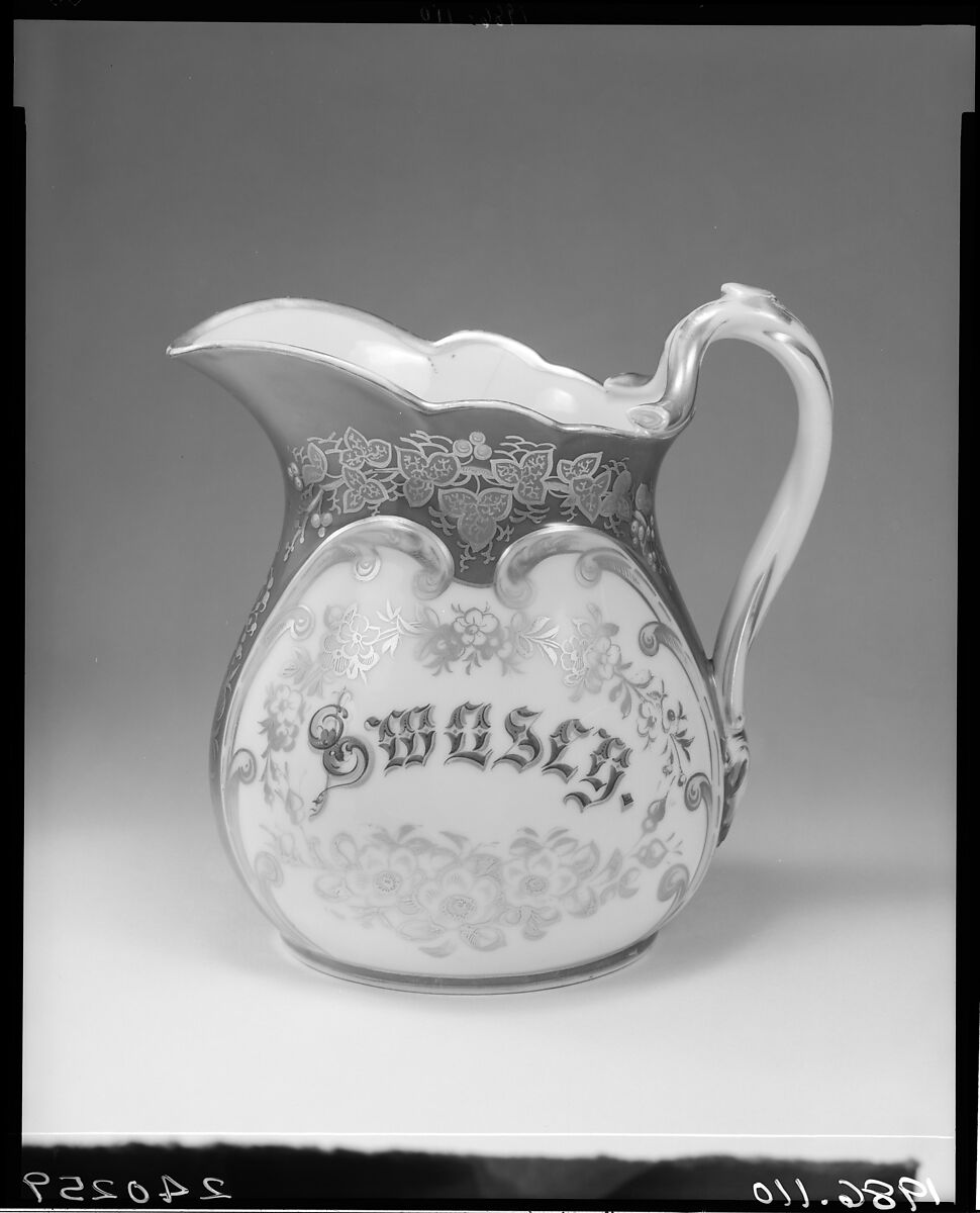 Pitcher, Boston China Decorating Works (1860–ca. 1925), Porcelain, overglaze enamel decoration, and gilding, American