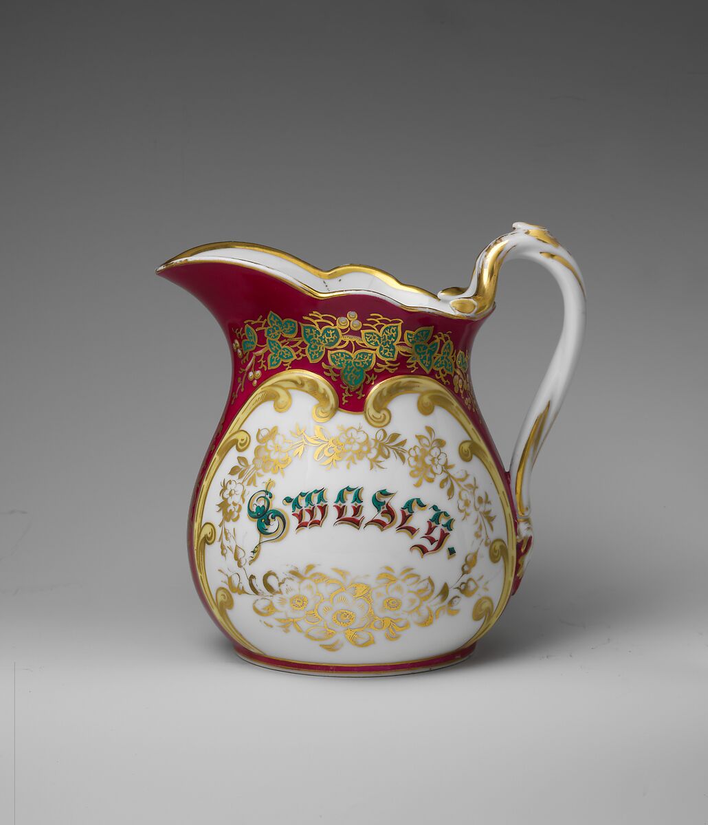 Pitcher, Boston China Decorating Works (1860–ca. 1925), Porcelain, overglaze enamel decoration, and gilding, American 