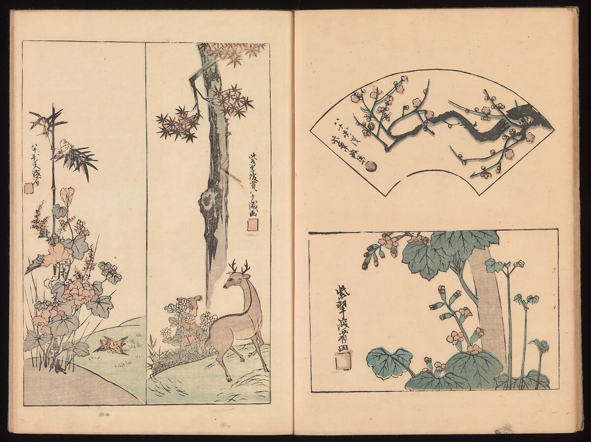 Ink Traces of Kenzan (Kenzan iboku), Sakai Hōitsu (Japanese, 1761–1828), Woodblock printed book; ink and color on paper, Japan