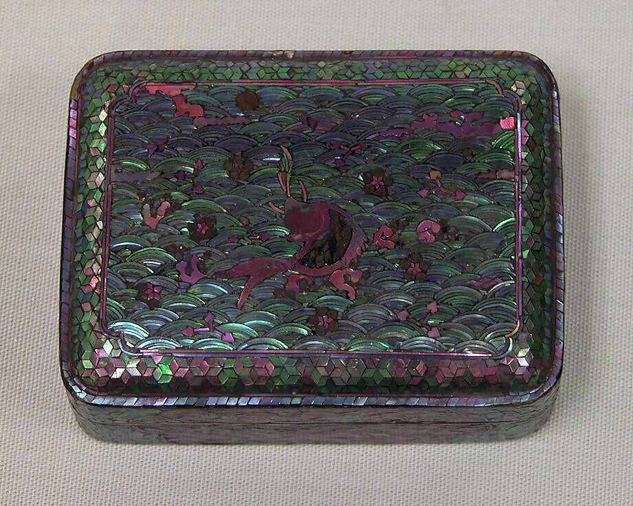 Box, Lacquer with mother-of-pearl inlay and togidashi work; inside nashiji, Japan