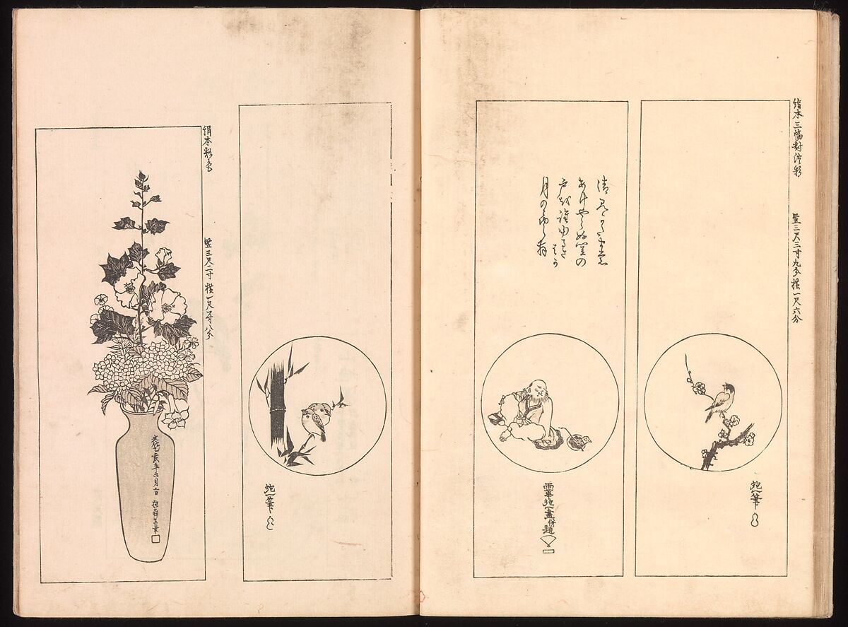 Mirror of Genuine Work of Monk Hōitsu (Hōitsu shōnin shinseki kagami), Ikeda Koson (Japanese, 1803–1868), Set of two woodblock printed books; ink and color on paper, Japan