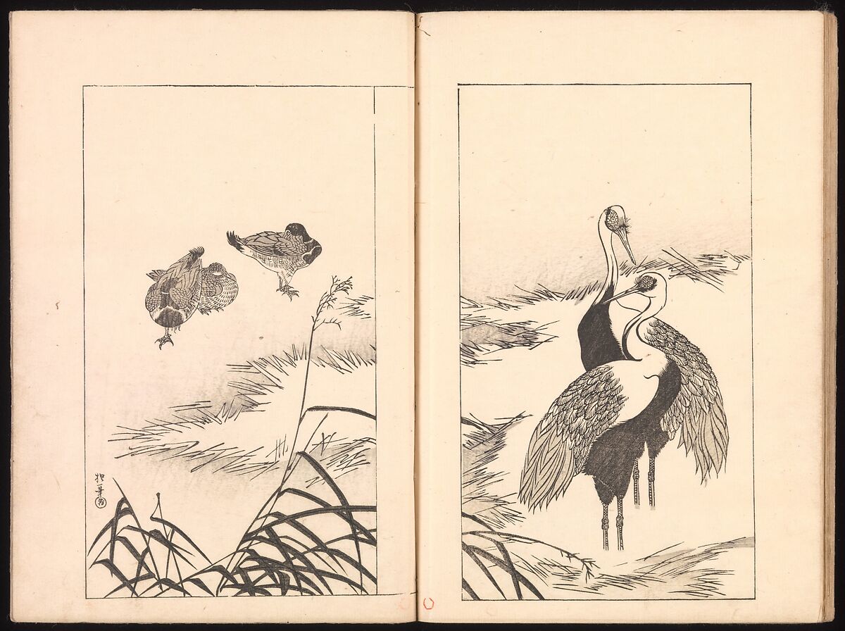 Mirror of Genuine Work of Monk Hōitsu (Hōitsu shōnin shinseki kagami), Ikeda Koson (Japanese, 1803–1868), Set of two woodblock printed books; ink and color on paper, Japan