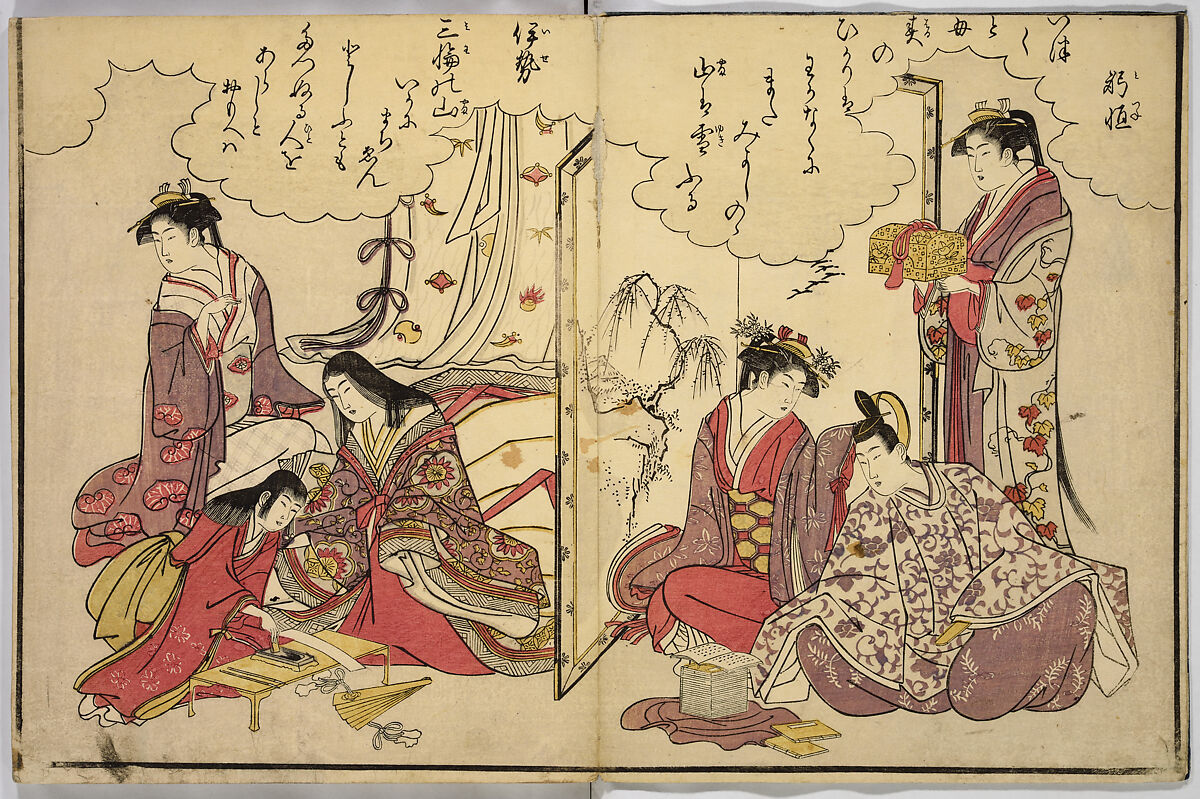 Thirty-Six Poets, Chōbunsai Eishi (Japanese, 1756–1829), Woodblock printed album; ink and color on paper, Japan