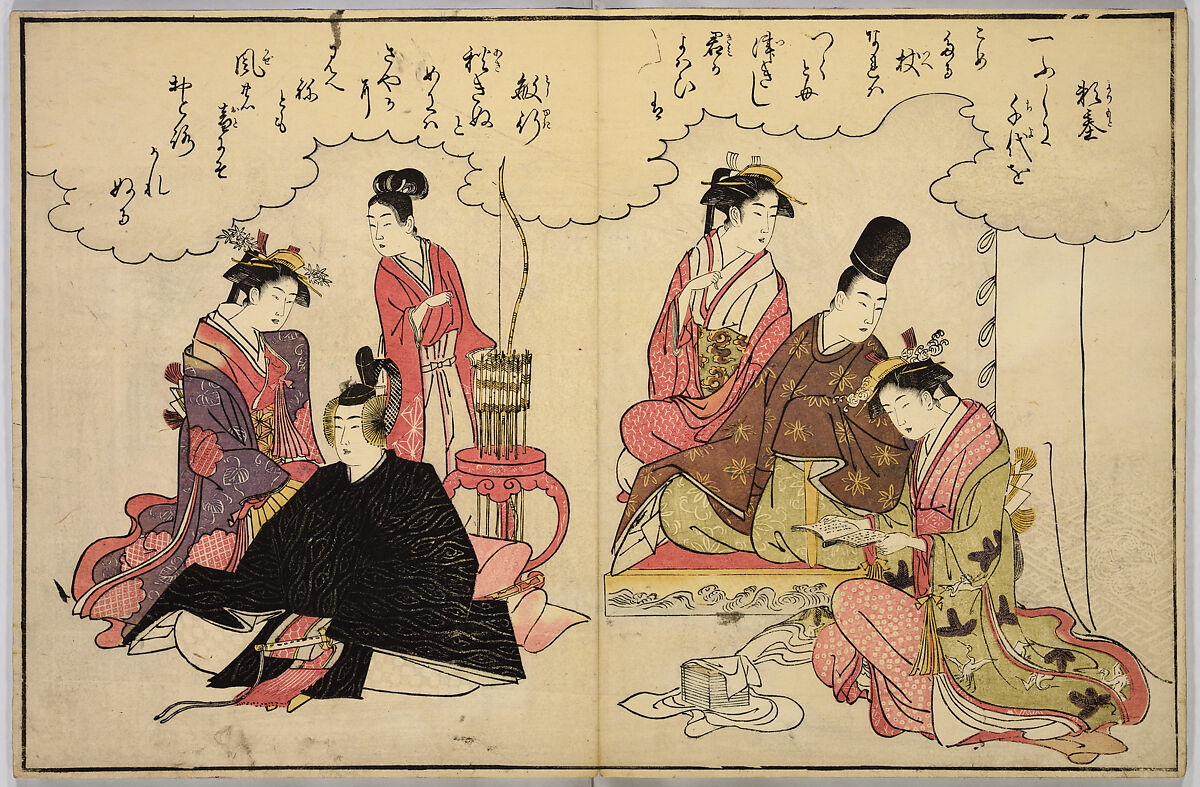Thirty-Six Poets, Chōbunsai Eishi (Japanese, 1756–1829), Woodblock printed album; ink and color on paper, Japan
