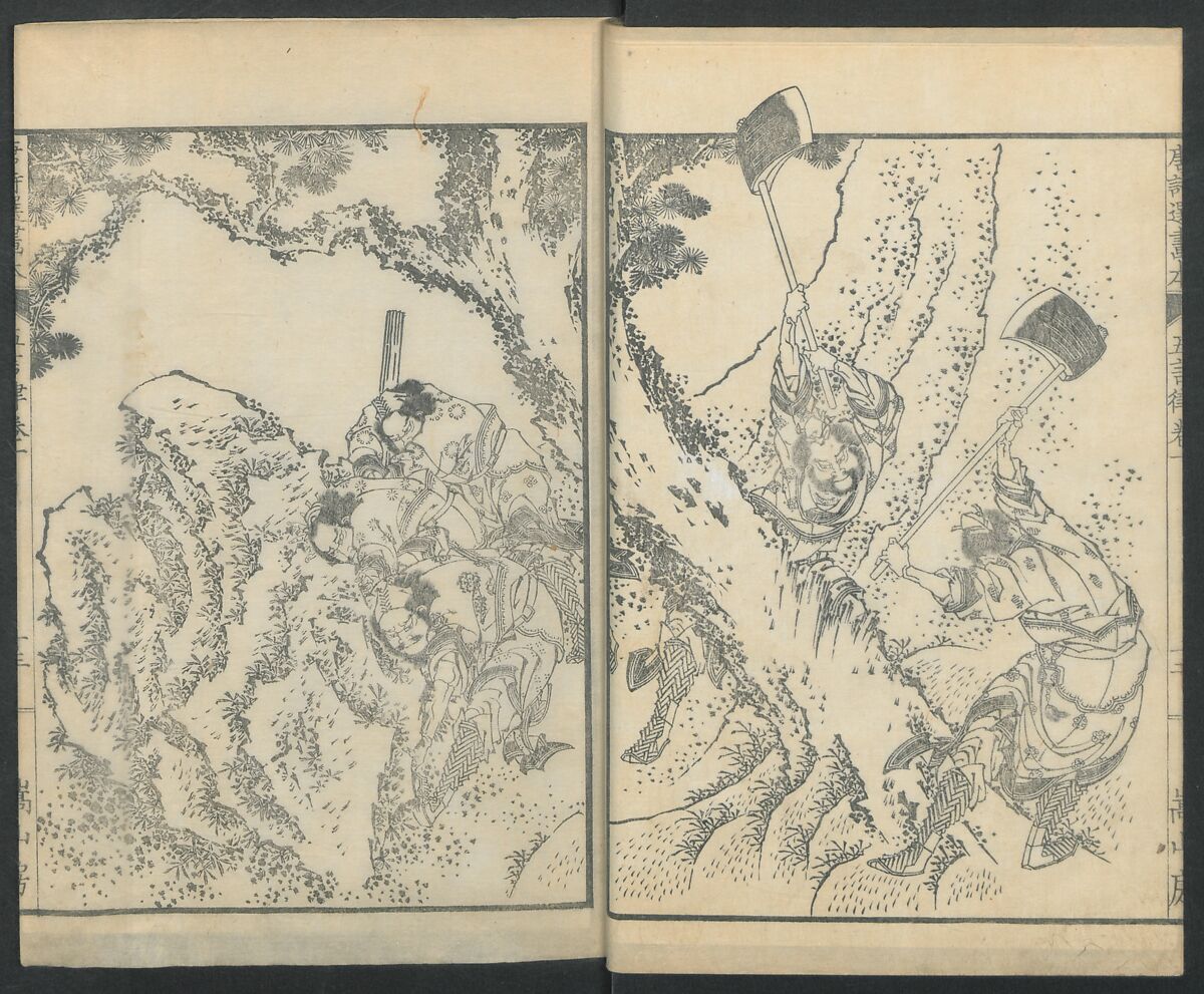 Illustrations of Chinese Poems Chosen from Toshisen's Book (Tōshisen ehon) 唐詩撰畫本, Katsushika Hokusai 葛飾北斎 (Japanese, Tokyo (Edo) 1760–1849 Tokyo (Edo)), Five volumes; ink on paper, Japan