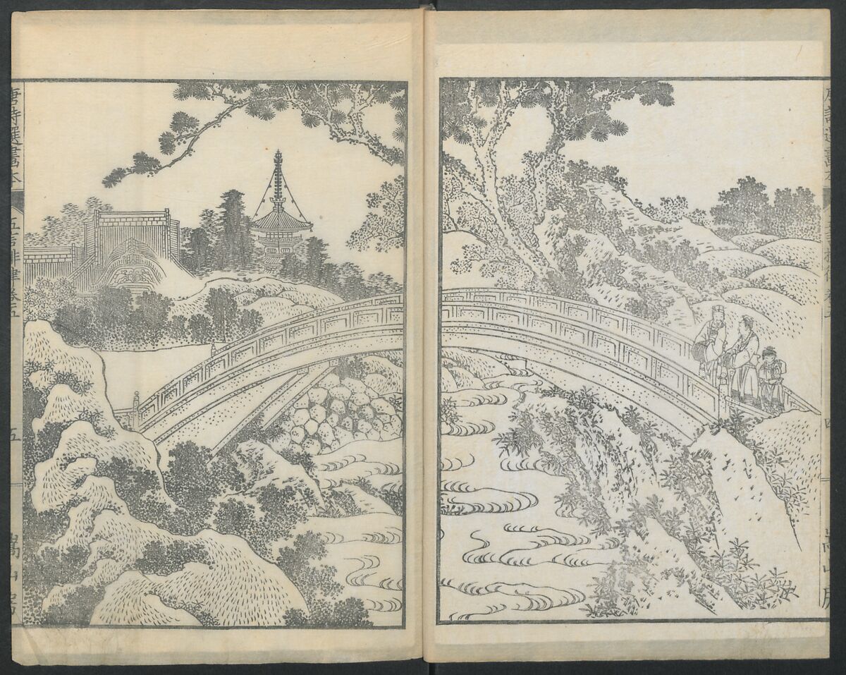 Illustrations of Chinese Poems Chosen from Toshisen's Book (Tōshisen ehon) 唐詩撰畫本, Katsushika Hokusai 葛飾北斎 (Japanese, Tokyo (Edo) 1760–1849 Tokyo (Edo)), Five volumes; ink on paper, Japan