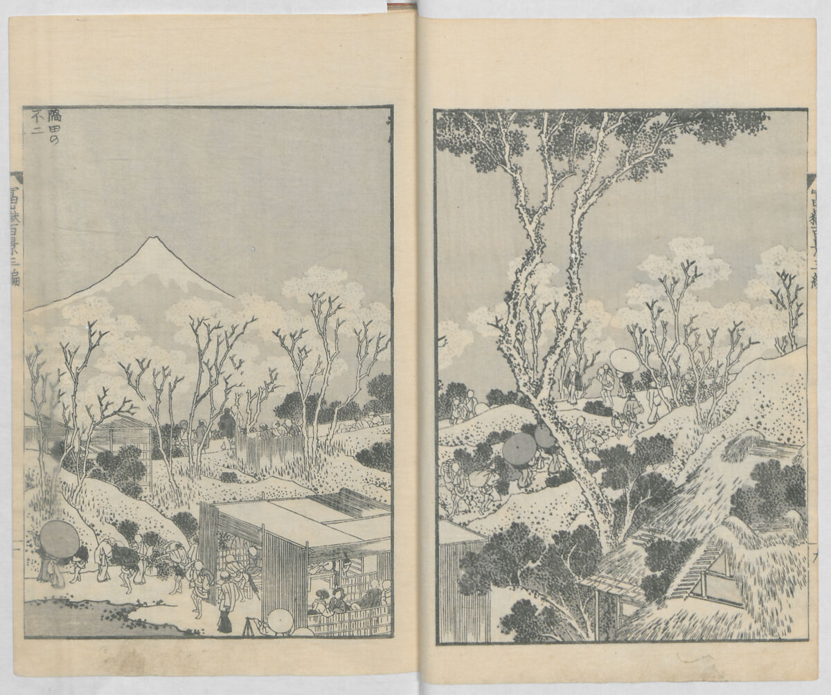 One Hundred Views of Mount Fuji (Fugaku hyakkei, sanpen) 富嶽百景三編, Katsushika Hokusai 葛飾北斎 (Japanese, Tokyo (Edo) 1760–1849 Tokyo (Edo)), Woodblock print; ink and color on paper, Japan