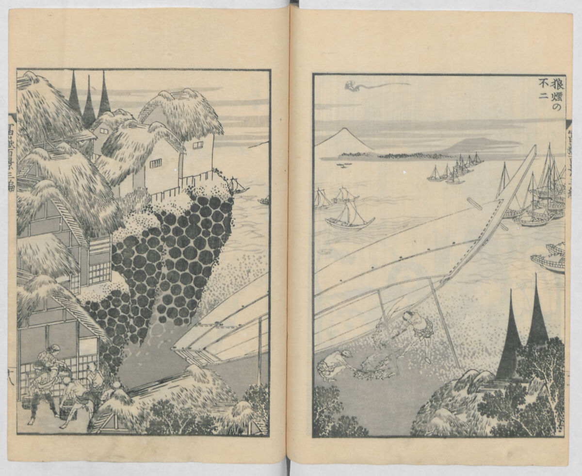 One Hundred Views of Mount Fuji (Fugaku hyakkei, sanpen) 富嶽百景三編, Katsushika Hokusai 葛飾北斎 (Japanese, Tokyo (Edo) 1760–1849 Tokyo (Edo)), Woodblock print; ink and color on paper, Japan