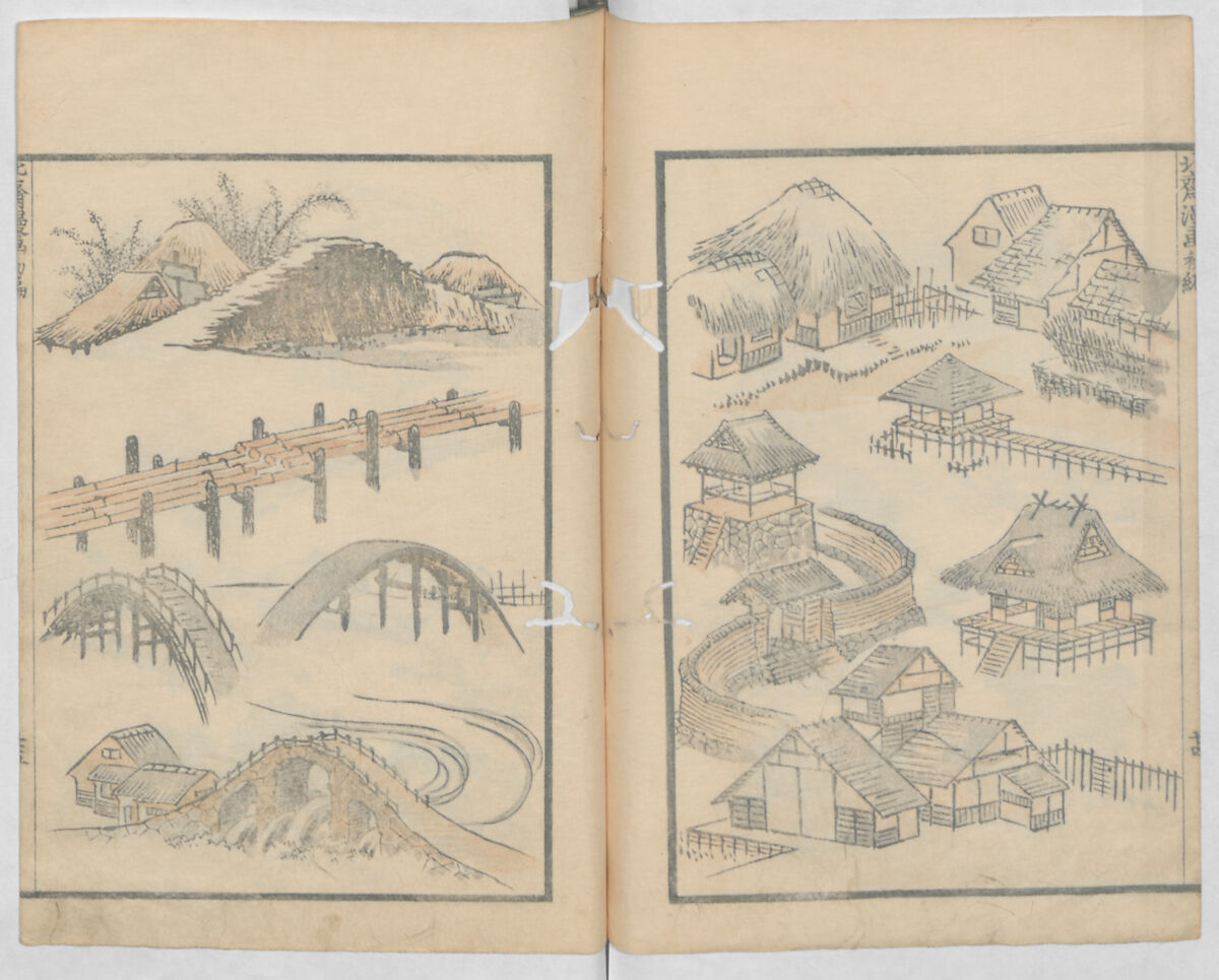 Random Sketches by Hokusai, Volumes 1 to 11, Katsushika Hokusai 葛飾北斎 (Japanese, Tokyo (Edo) 1760–1849 Tokyo (Edo)), Eleven volumes of woodblock printed books; ink and color on paper, Japan