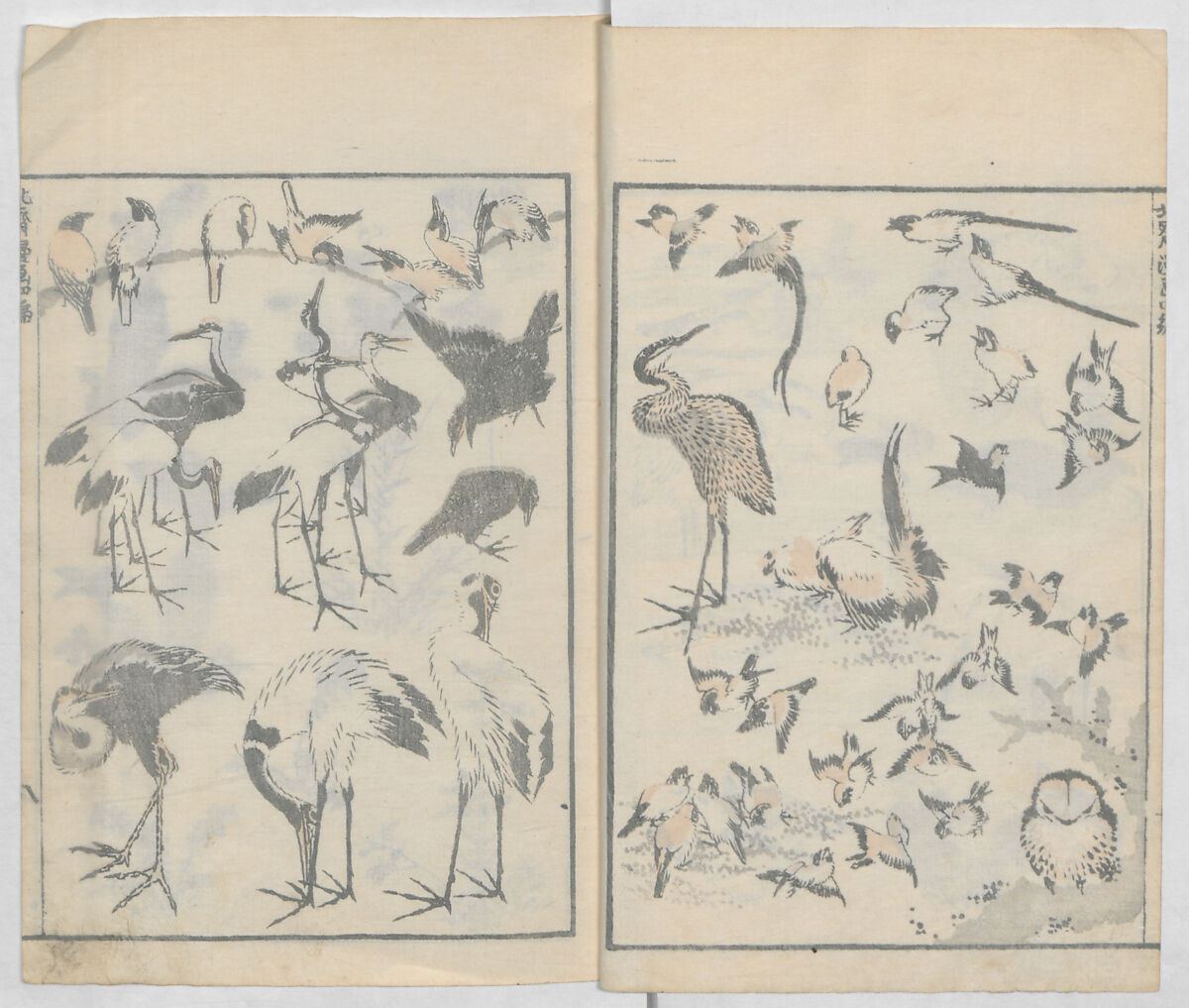 Random Sketches by Hokusai, Volumes 1 to 11, Katsushika Hokusai 葛飾北斎 (Japanese, Tokyo (Edo) 1760–1849 Tokyo (Edo)), Eleven volumes of woodblock printed books; ink and color on paper, Japan