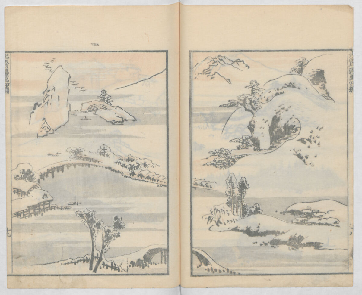 Random Sketches by Hokusai, Volumes 1 to 11, Katsushika Hokusai 葛飾北斎 (Japanese, Tokyo (Edo) 1760–1849 Tokyo (Edo)), Eleven volumes of woodblock printed books; ink and color on paper, Japan