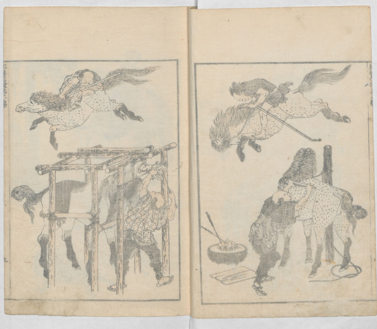 Random Sketches by Hokusai, Volumes 1 to 11, Katsushika Hokusai 葛飾北斎 (Japanese, Tokyo (Edo) 1760–1849 Tokyo (Edo)), Eleven volumes of woodblock printed books; ink and color on paper, Japan