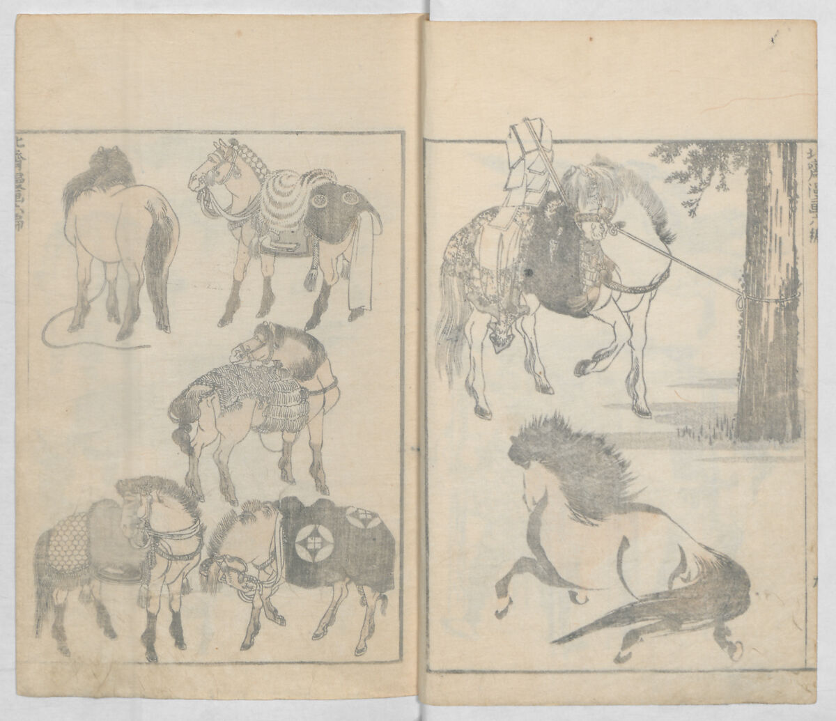 Random Sketches by Hokusai, Volumes 1 to 11, Katsushika Hokusai 葛飾北斎 (Japanese, Tokyo (Edo) 1760–1849 Tokyo (Edo)), Eleven volumes of woodblock printed books; ink and color on paper, Japan
