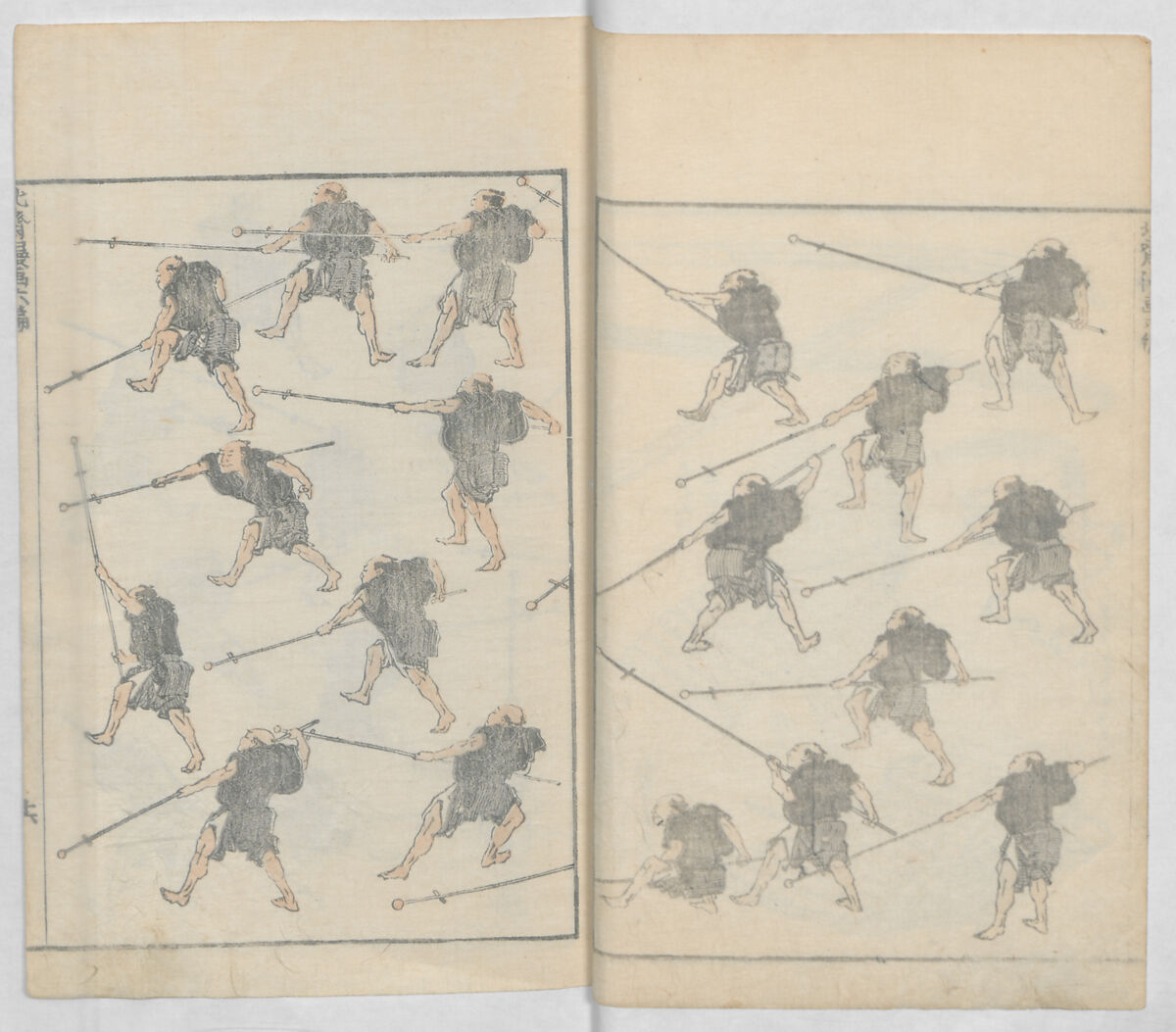 Random Sketches by Hokusai, Volumes 1 to 11, Katsushika Hokusai 葛飾北斎 (Japanese, Tokyo (Edo) 1760–1849 Tokyo (Edo)), Eleven volumes of woodblock printed books; ink and color on paper, Japan