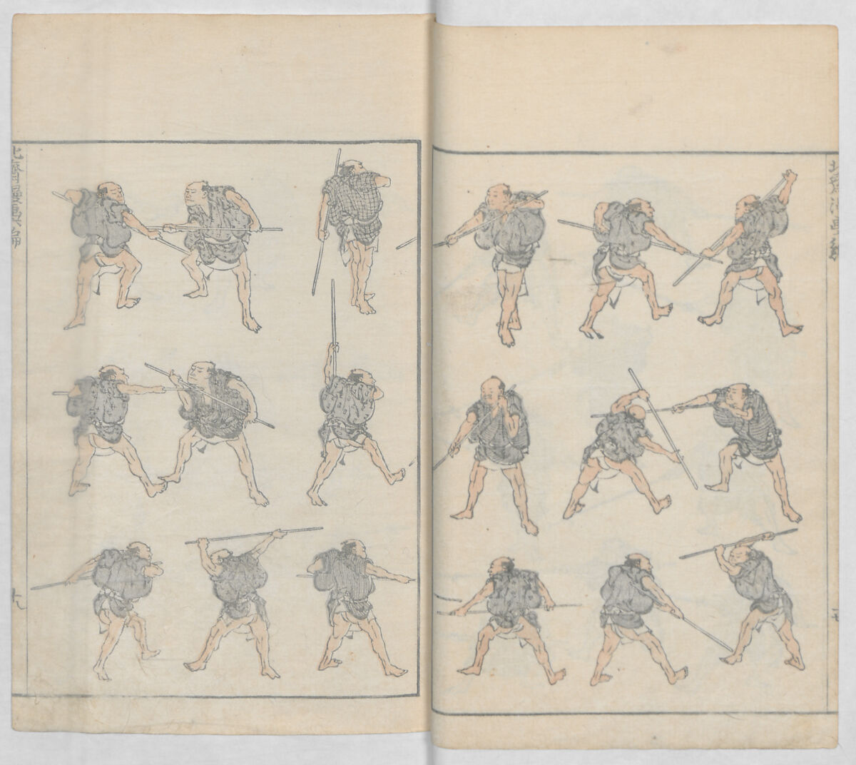 Random Sketches by Hokusai, Volumes 1 to 11, Katsushika Hokusai 葛飾北斎 (Japanese, Tokyo (Edo) 1760–1849 Tokyo (Edo)), Eleven volumes of woodblock printed books; ink and color on paper, Japan