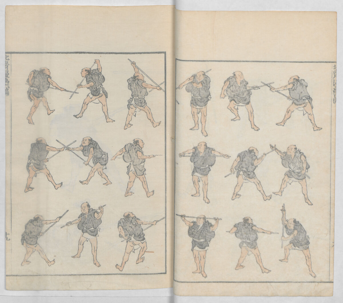 Random Sketches by Hokusai, Volumes 1 to 11, Katsushika Hokusai 葛飾北斎 (Japanese, Tokyo (Edo) 1760–1849 Tokyo (Edo)), Eleven volumes of woodblock printed books; ink and color on paper, Japan